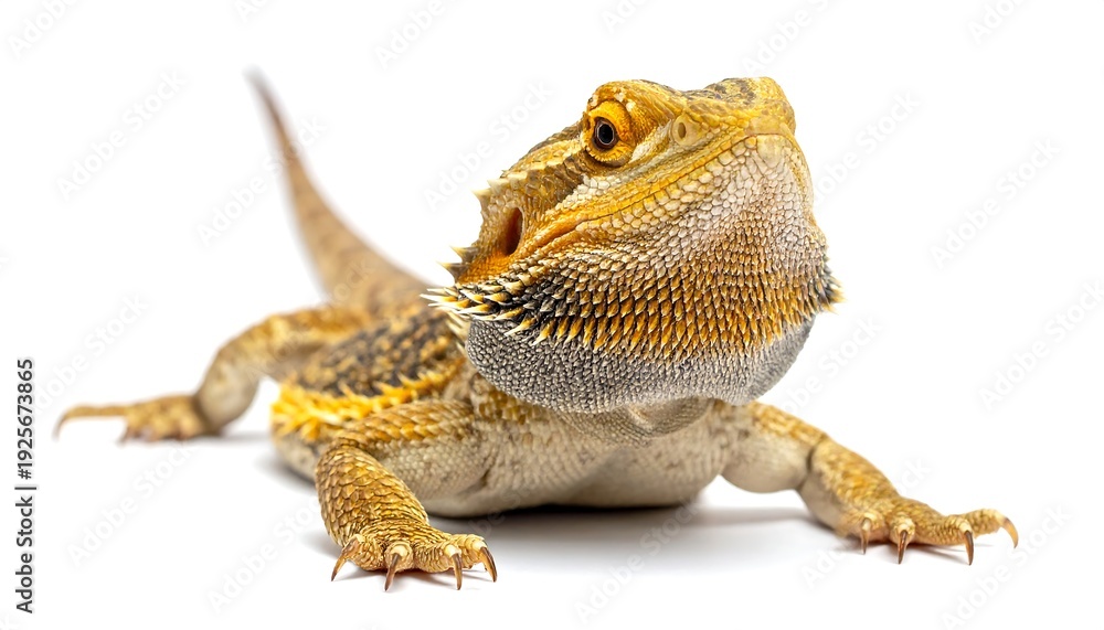 Obraz premium A close-up of a reptile with a tan and yellow scaly body