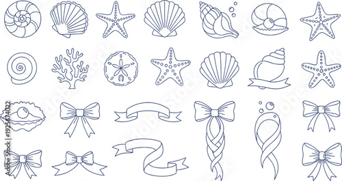 Collection of various sea creatures and objects