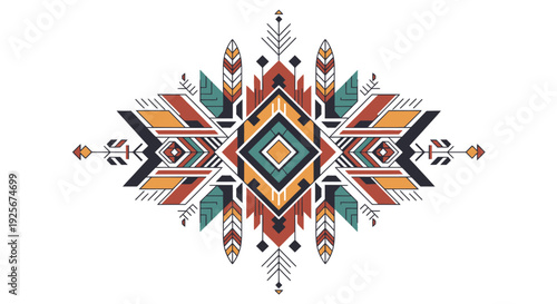 Vibrant Southwestern Tribal Pattern Design Element.