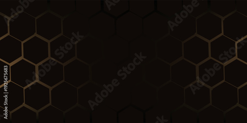 Hexagon technology black and gold colored honeycomb abstract background. Vector illustration