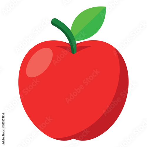 A 3d digital illustration of a shiny red apple. 