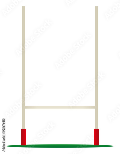 スポーツ競技のラグビーやアメリカンフットボールの緑の色のフィールドに立つゴールポストをグラデーションの効果も付けてデザインしたイラストのベクターのグラフィック素材