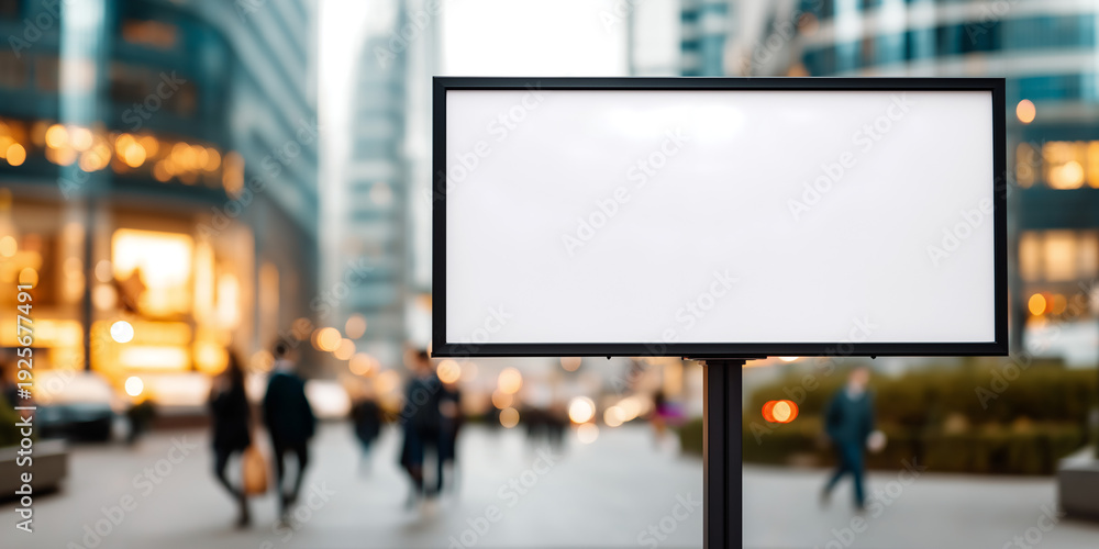 Obraz premium Blank billboard mockup for advertising on a blurry city street background