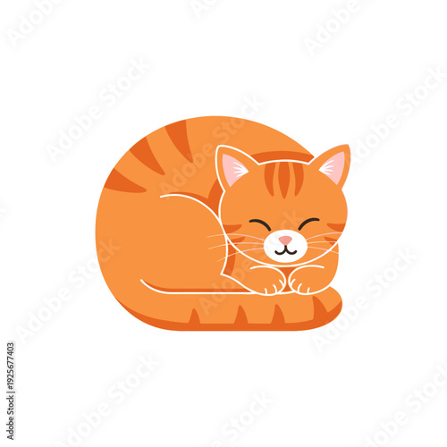 Sleeping Orange Tabby Cat Cartoon.