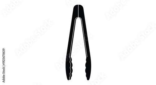 Black kitchen tongs displayed in a stark simple silhouette
