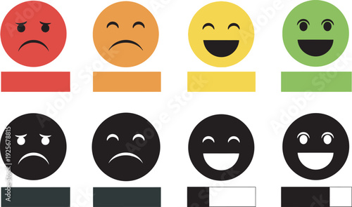 Emotional faces with color variations and monochrome counterparts