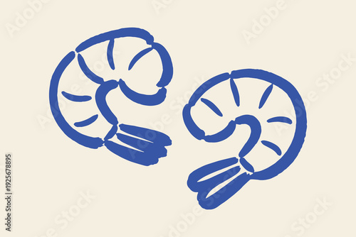 Shrimp doodle naive seafood illustration vector