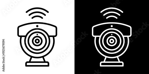 Webcam icon concept in flat black and white style on clean background vector illustration design