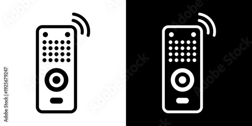 Remote Control icon concept in flat black and white style on clean background vector illustration design