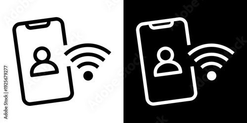 Smartphone icon concept in flat black and white style on clean background vector illustration design