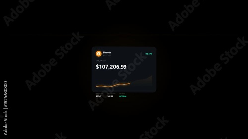 Bitcoin Price Increase UI Card Animation from 63000 to 120000 USD on Transparent Background | Crypto Growth Graphic