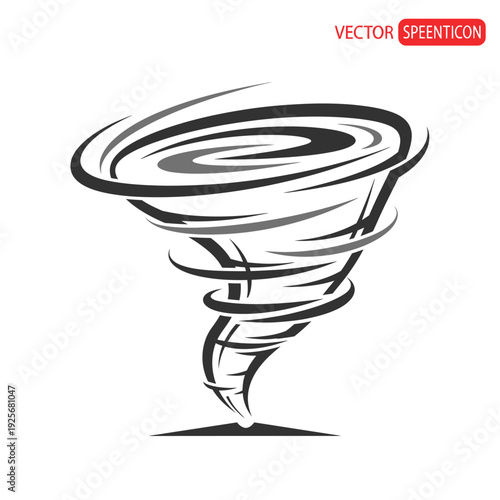 Tornado Illustration Black White Vector.
