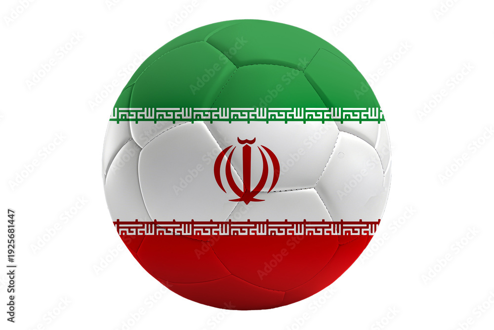 Fototapeta premium Balón de futbol con la bandera de Irán