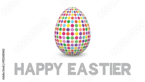 Colorful easter egg with multicolored polka dots and happy easter text 1