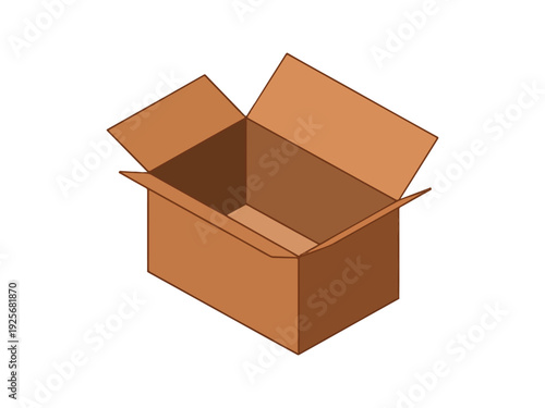 Open cardboard box with empty interior space ready for packing items
