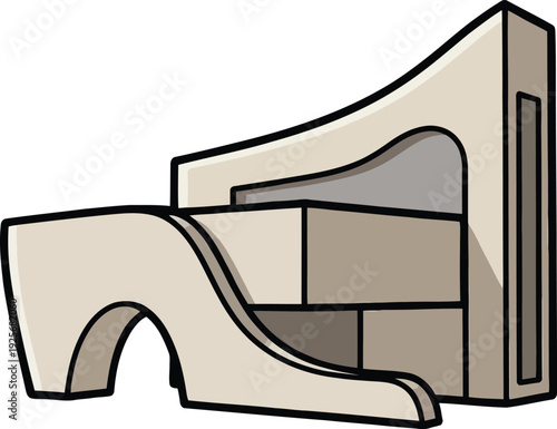 Cartoon illustration of an escalator or moving staircase in beige colors  interior design element  modern architecture