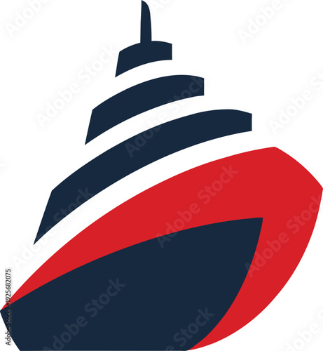Cruise ship bow with red white and blue color scheme  ocean travel vessel