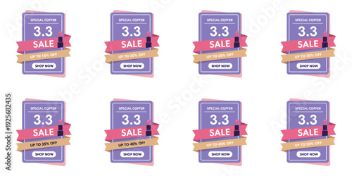 Eight identical sale banners arranged in a grid pattern against a plain white background