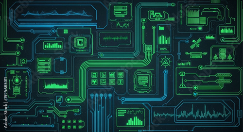 Digital Futuristic Technology Interface Display Screen.