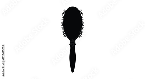 A black hairbrush presented as a striking minimalist silhouette
