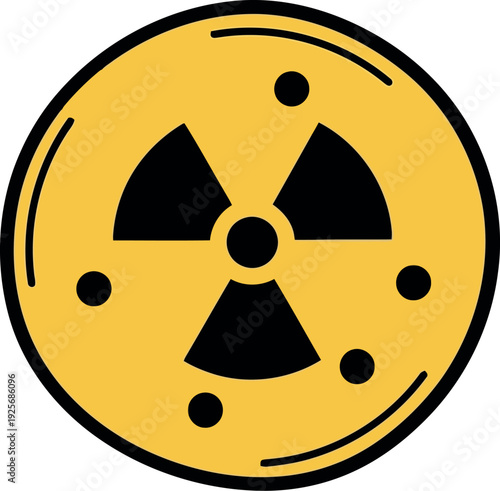 Yellow radioactive hazard symbol vector illustration for safety and warning signage