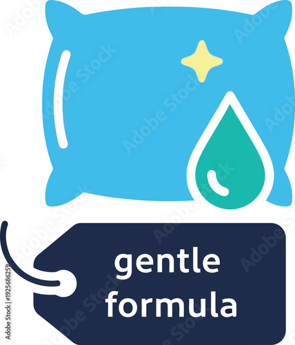 Gentle Formula Icon with Pillow and Droplet for Sensitive Skin Care Products Packaging
