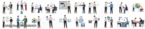 Flat Design Business Meeting and Collaboration Characters Illustration Set