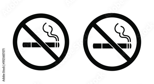 Two no smoking signs displayed simple black designs silhouette