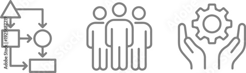 Set of business and teamwork icons in line style