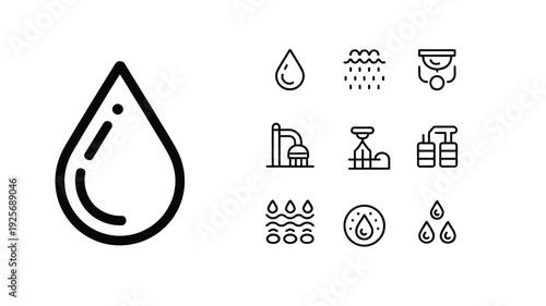 Water Management and Conservation Line Icon Set Sustainable Resource Protection Editable Stroke Vector Illustration