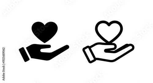 Hand Holding Heart Icon Symbolizing Love, Charity, and Health