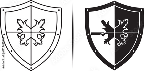 Black and white shield with eagle emblems crest