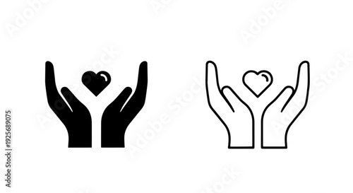 Hands Supporting Heart Icon for Love, Care, and Community Concepts