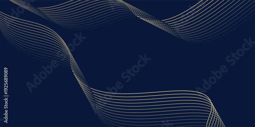 Abstract blue luxury wave background. Modern background design. golden color. Fluid shapes composition. Fit for presentation design.