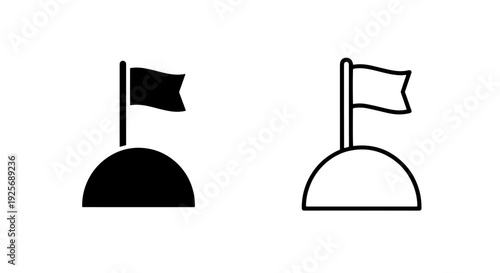 Flag on Hilltop Icon, Summit and Achievement Symbol