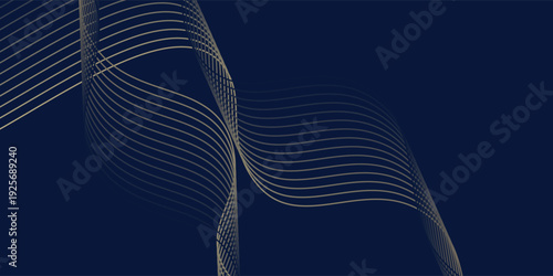 Abstract blue luxury wave background. Modern background design. golden color. Fluid shapes composition. Fit for presentation design.