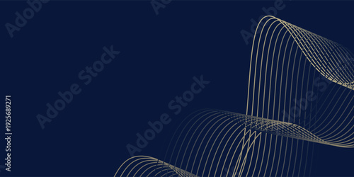 Abstract blue luxury wave background. Modern background design. golden color. Fluid shapes composition. Fit for presentation design.