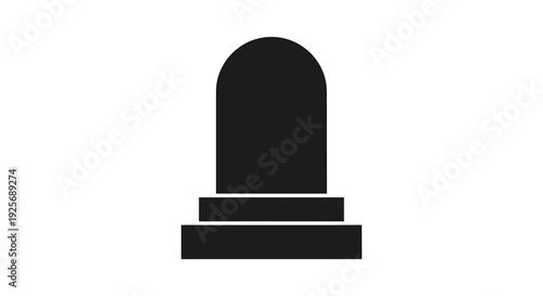 Simple black silhouette of a tombstone or gravestone with a stepped base