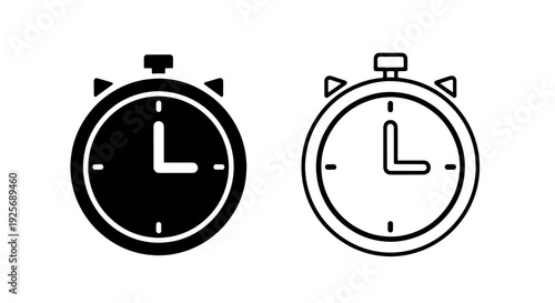Modern Stopwatch Icon with Hands for Measuring Time and Competition Applications