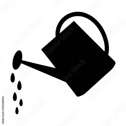 Watering can vector illustration for gardening and plant care needs black and white design