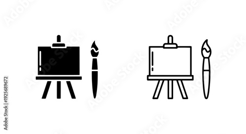 Artistic easel and paintbrush icon, representing creativity, painting, and art.