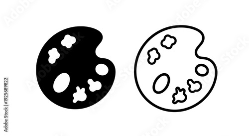 Art palette icons in black and white, representing creativity and artistic tools for design projects