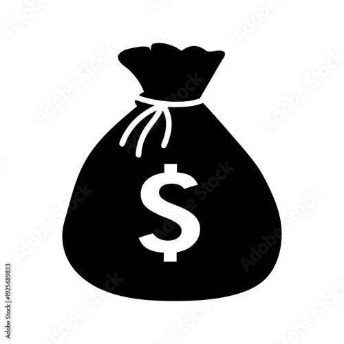 Illustration of a money bag icon for finance wealth and savings concept investment dollar sign