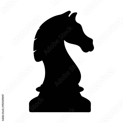 Black chess knight piece illustration for strategy games and board game design vector graphics asset