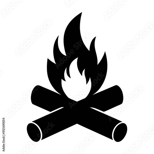 Campfire clip art vector graphic illustration of bonfire with logs for camping and outdoor fire