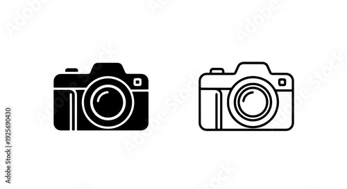 Clean camera icon featuring a flash element, excellent for illustrating photo capture, media applications, or social sharing.