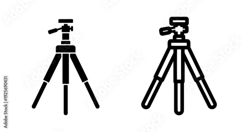 Simple and clean tripod icon, essential for representing stable photography, videography, and professional media setup.
