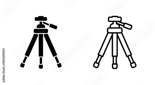 Portable compact tripod icon with a convenient handle, perfect for travel photography, mobile setups, and easy media capture.