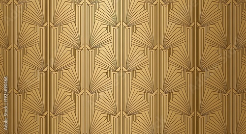 Art Deco Geometric Fan Pattern Gold Background image