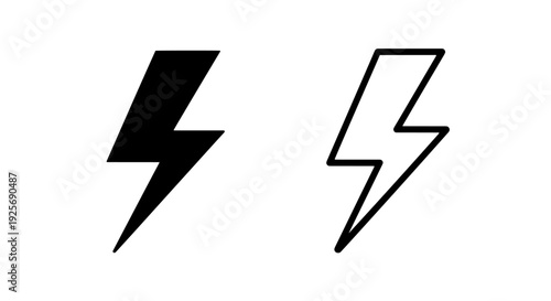 Free Download Two contrasting lightning bolt icons, solid black and outline, representing energy and power - GFXLoad